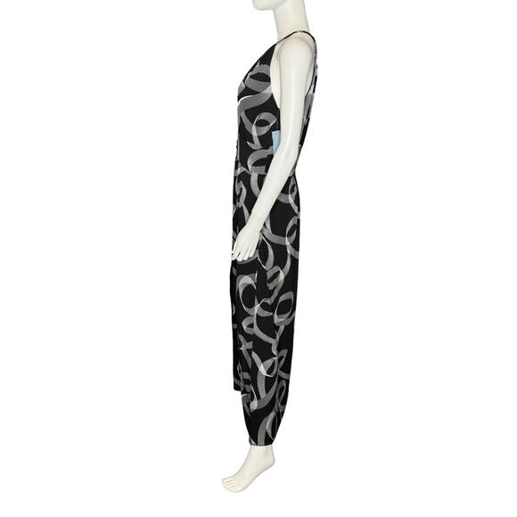 London Times Women's Printed Jersey Halter-Neck Maxi Dress Black/White Sz 12 NWT - Picture 3 of 8